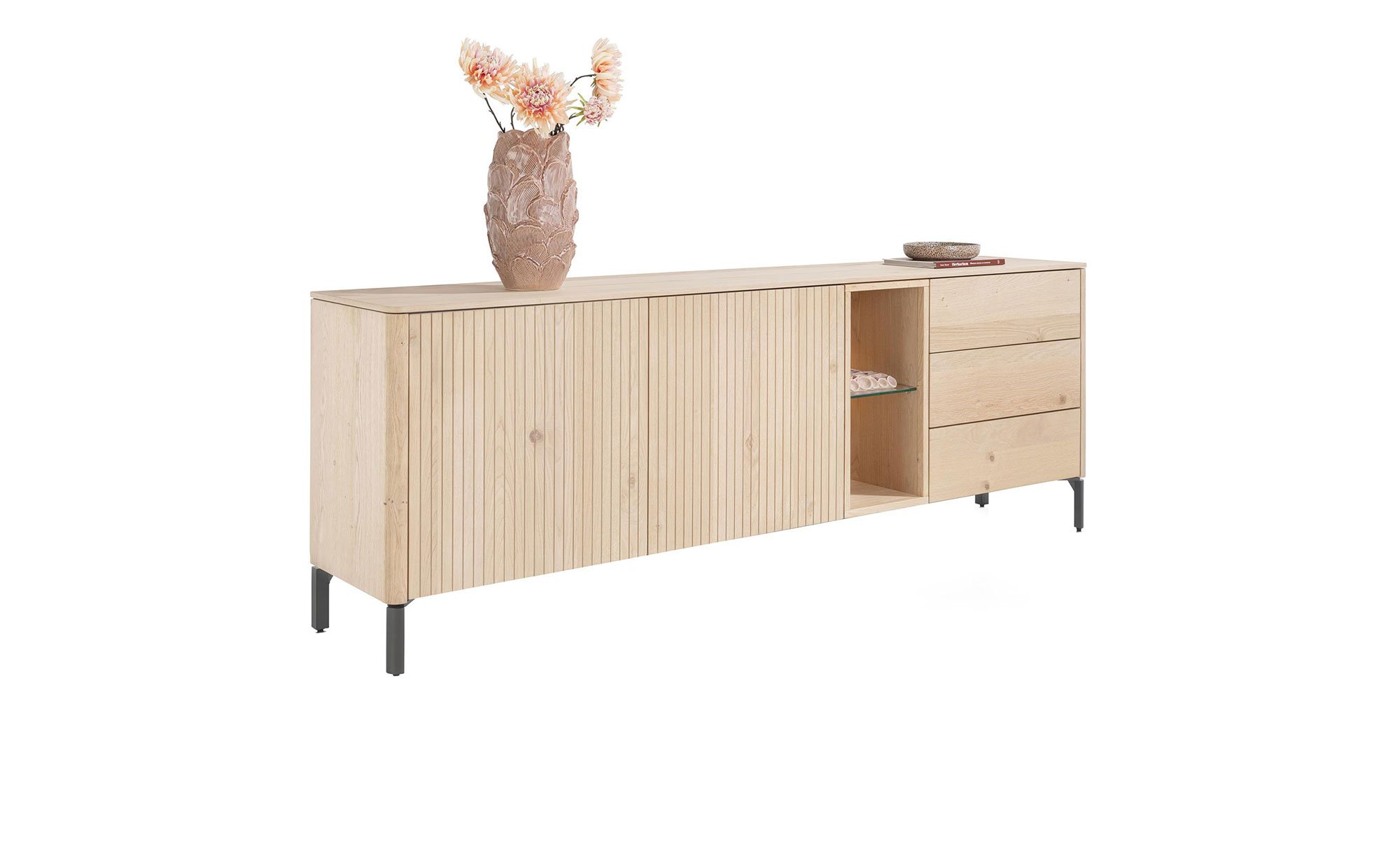 Sideboard Trenton in der Farbe Natur, Schrägansicht