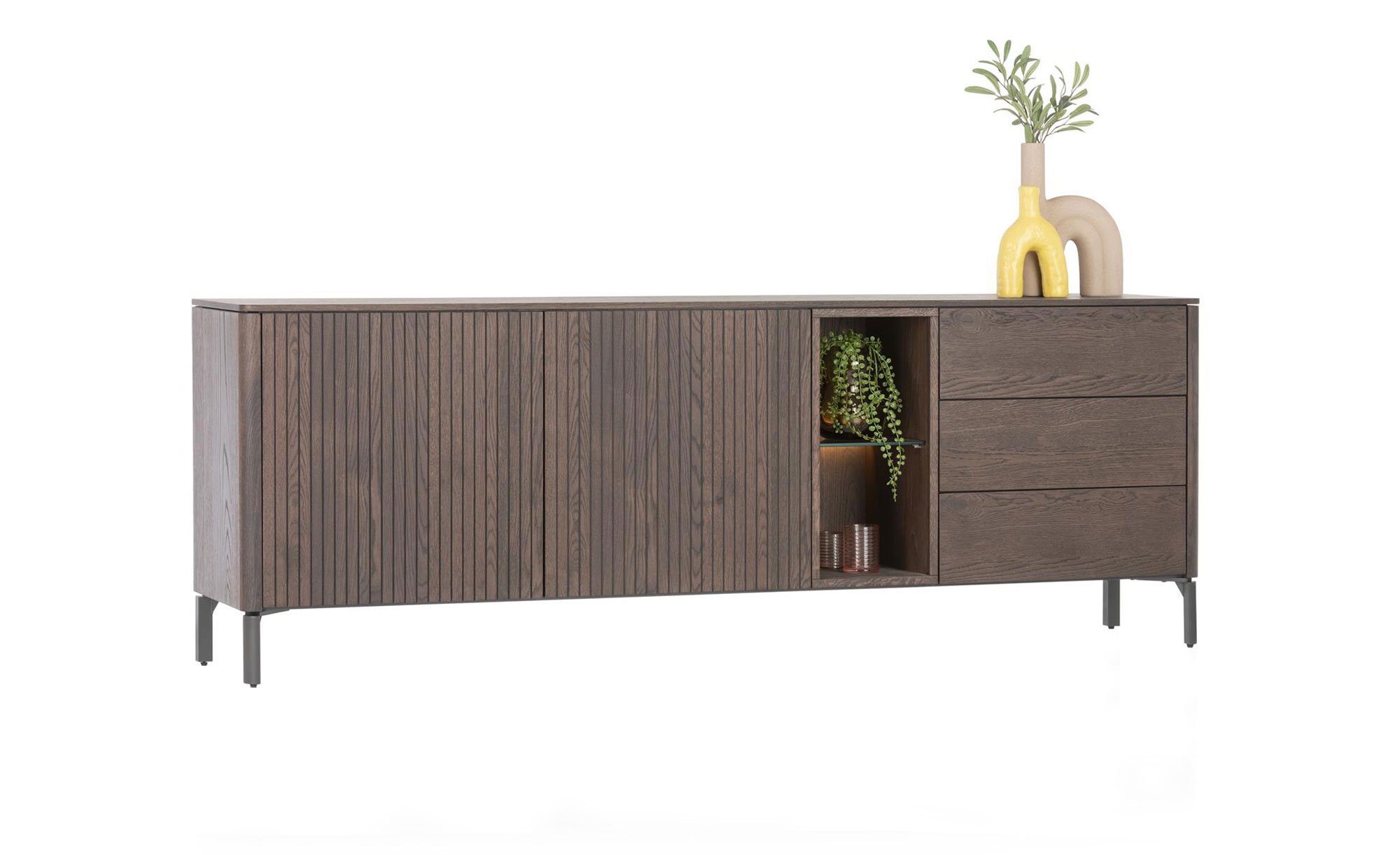 Sideboard Trenton in der Farbe Natur, Schrägansicht