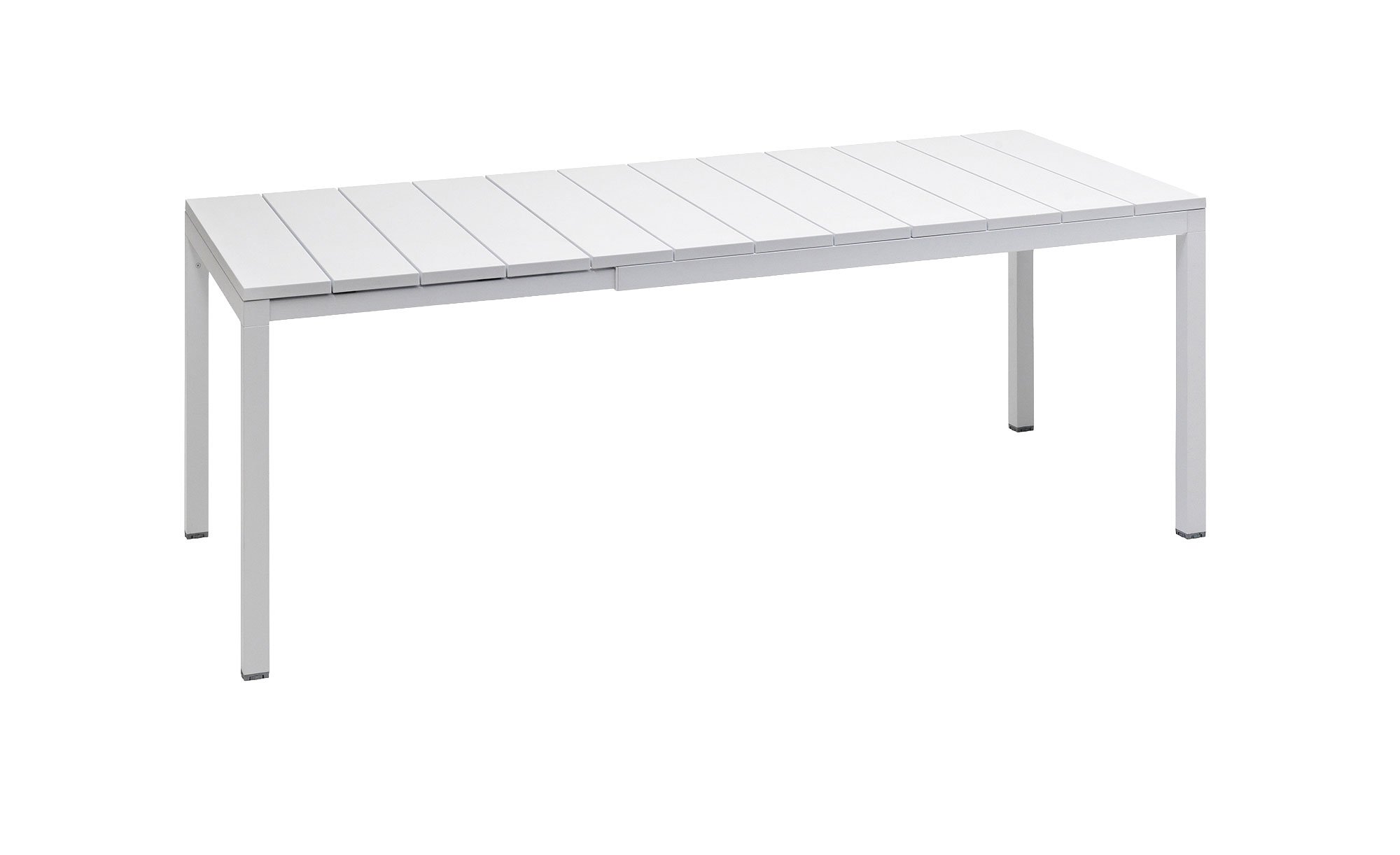 Gartentisch Rio 140 in Bianco weiß mit Matt-Effekt, ausziehbar