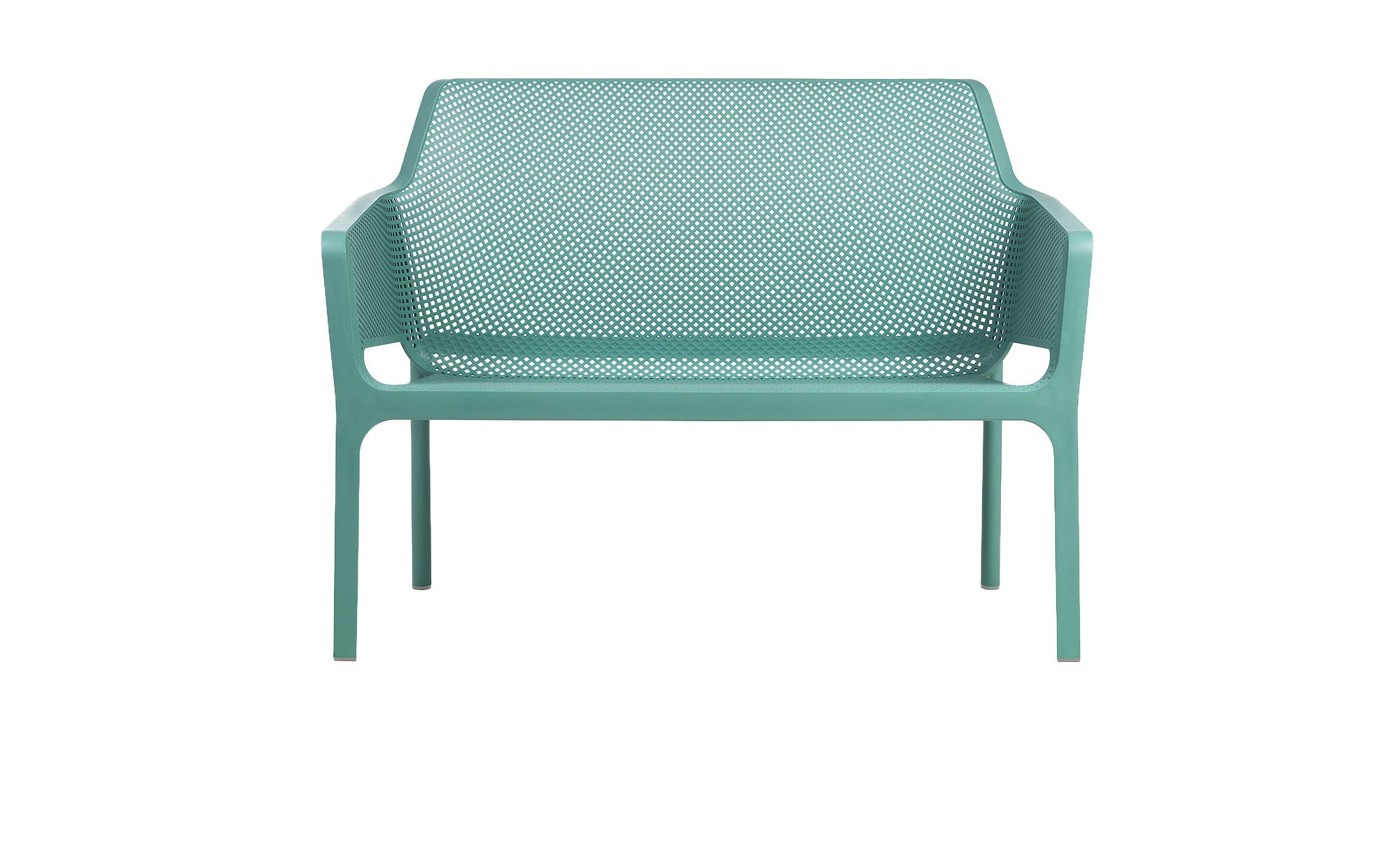 Gartenbank Net in Salice (Grün-Blau) aus Fiberglass-Polypropylen, mit Armlehnen