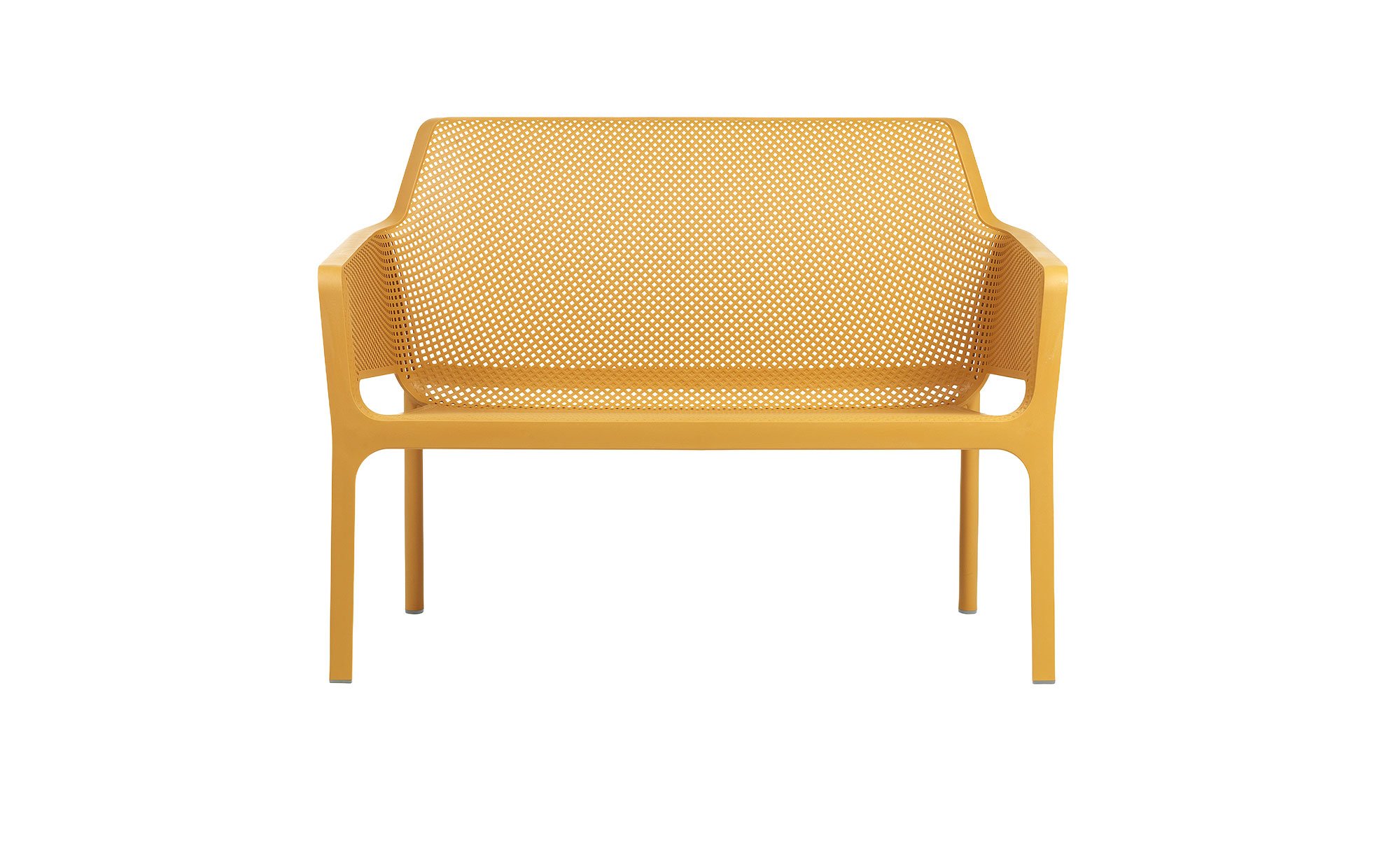 Gartenbank Net in Senape (Gelb) aus Fiberglass-Polypropylen, mit Armlehnen