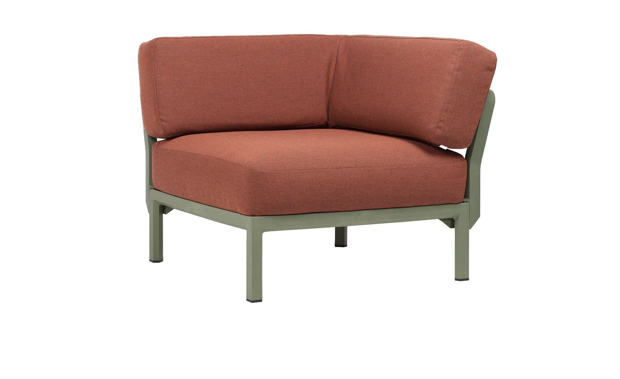 Eck-Element Maximo in Zimt/Cactus (Rotbraun/Grün), Gestell mit Matt-Effekt