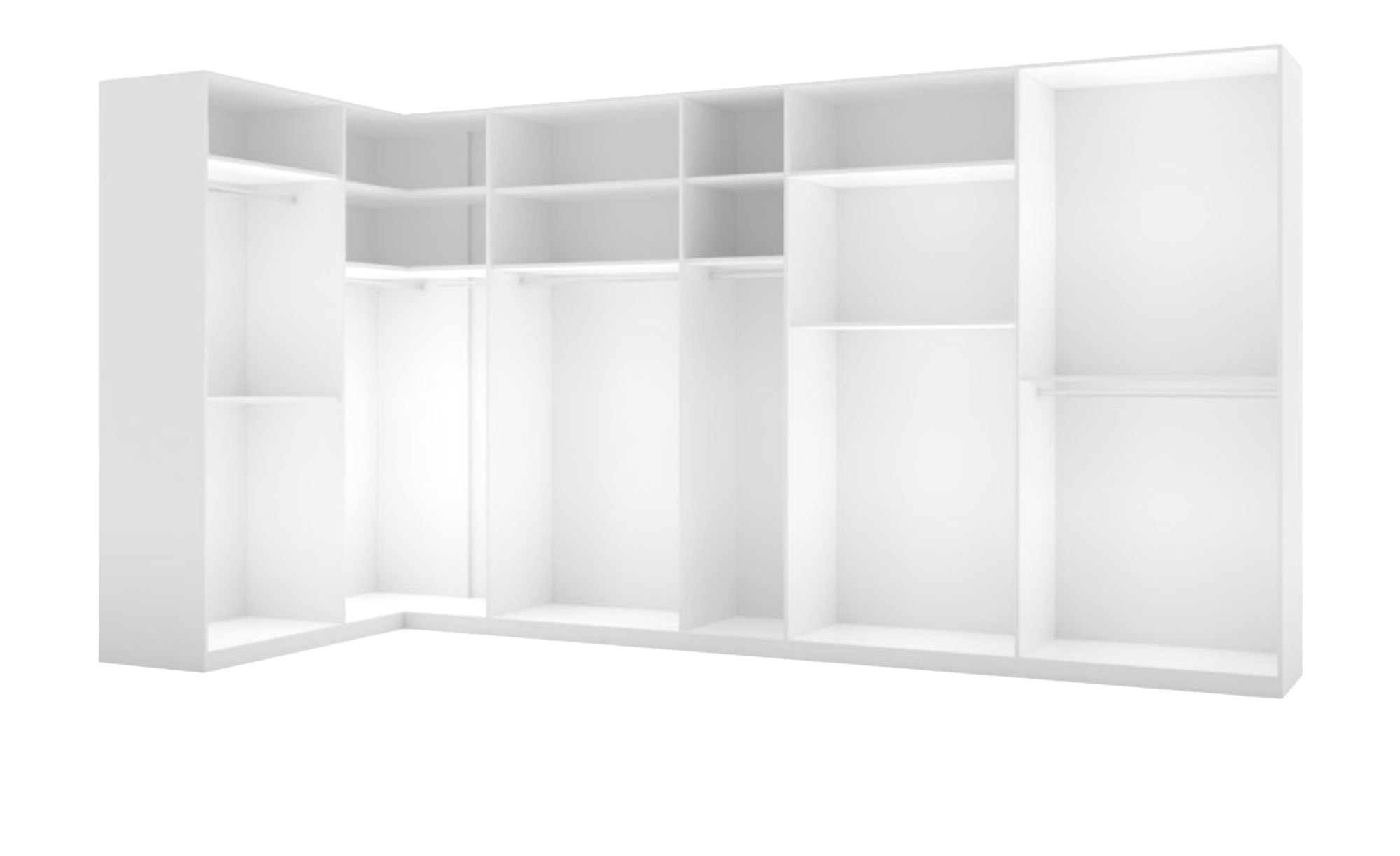 Basis-Eckschrank MONDO Amado in weiß ohne Türen.