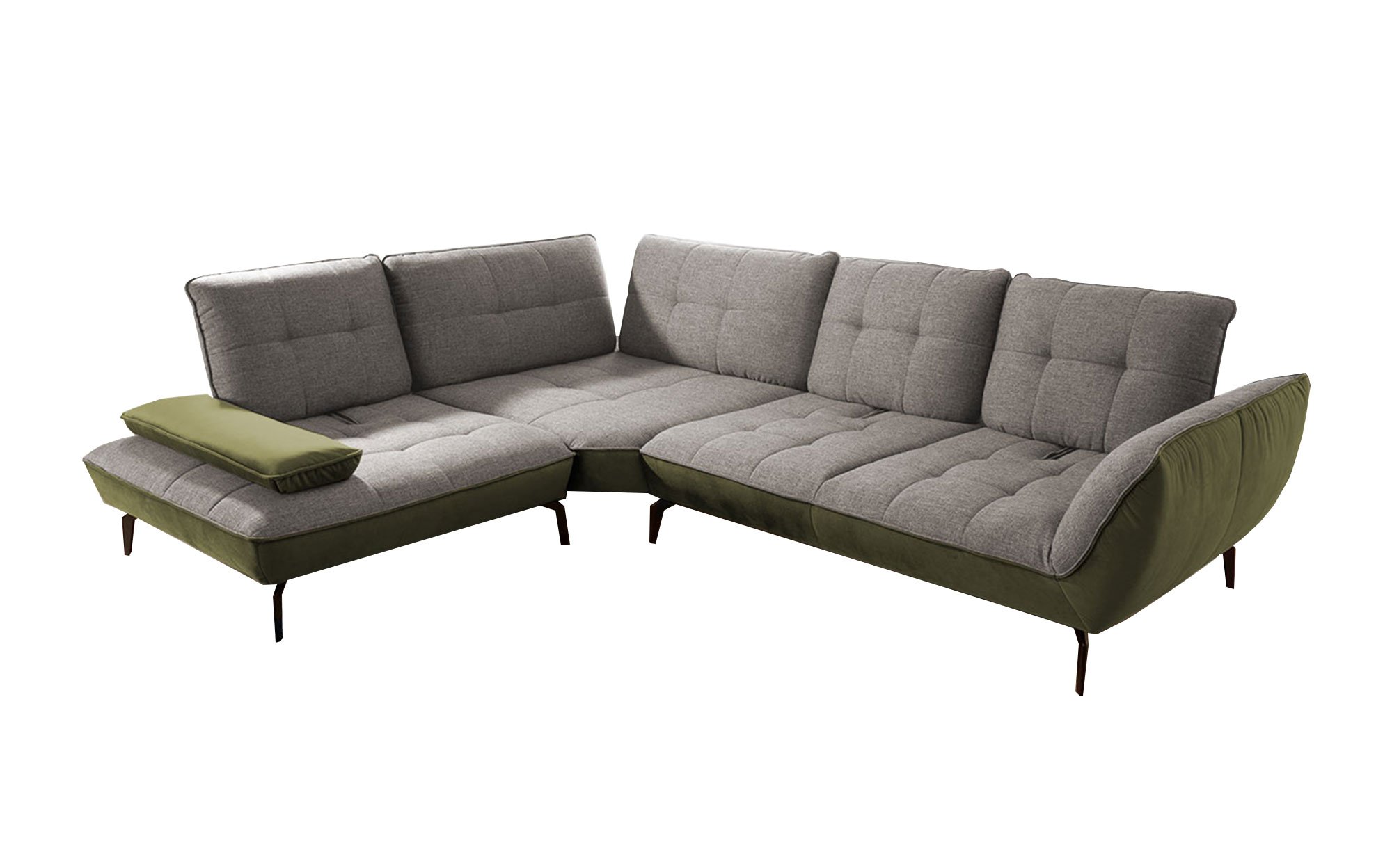 Basis-Ecksofa vito Ticona, in der Farbe Grau / Olive