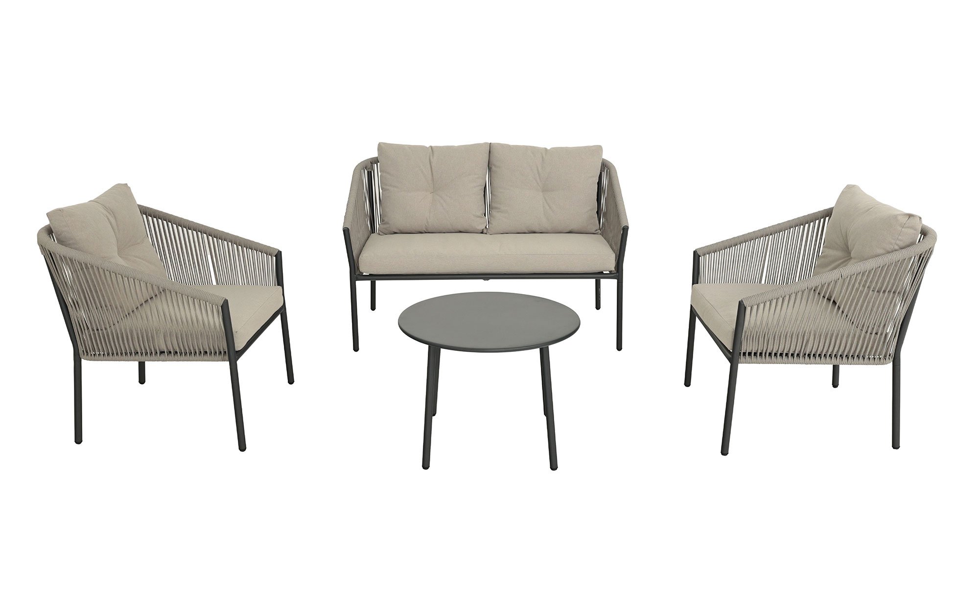 Garten-Set 4-tlg. Gavoi in grau, bestehend aus 1 Bank, 1 Tisch und 2 Stühle