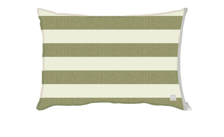 Kissenhülle 41 x 61 cm aus Stoff in grün und beige gestreift.