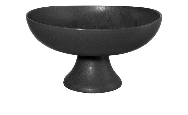 Die Obstschale Grande 33 cm ist eine mattschwarze Steingutschale mit breiter Öffnung, ideal für die Dekoration.