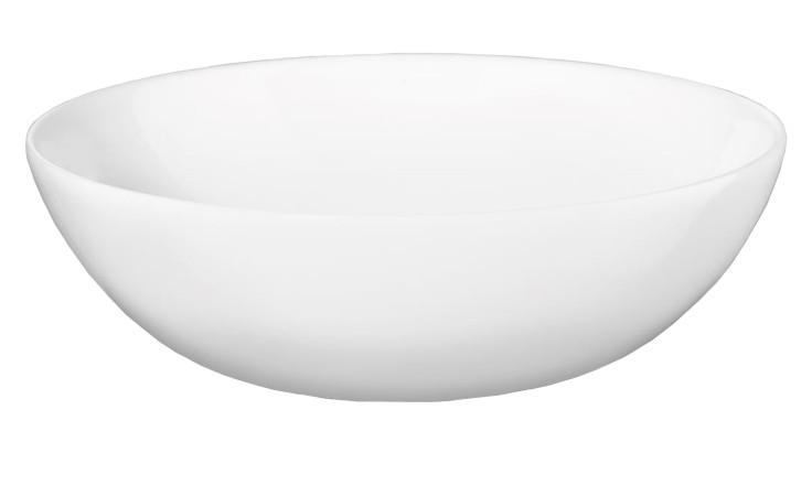 Eine schlichte, weiße Schale á table 15,5 cm von ASA Selection aus Fine Bone China auf weißem Grund.