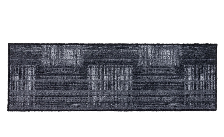 Astra Fußmatte Pure und Soft 50x150 cm: rechteckig, schwarz/grau, geometrisches Muster aus robustem Polyamid.