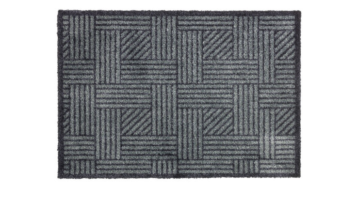 Schöner Wohnen-Kollektion Manhattan Fußmatte, 67x100 cm, rechteckig mit schwarzem geometrischem Gittermuster.