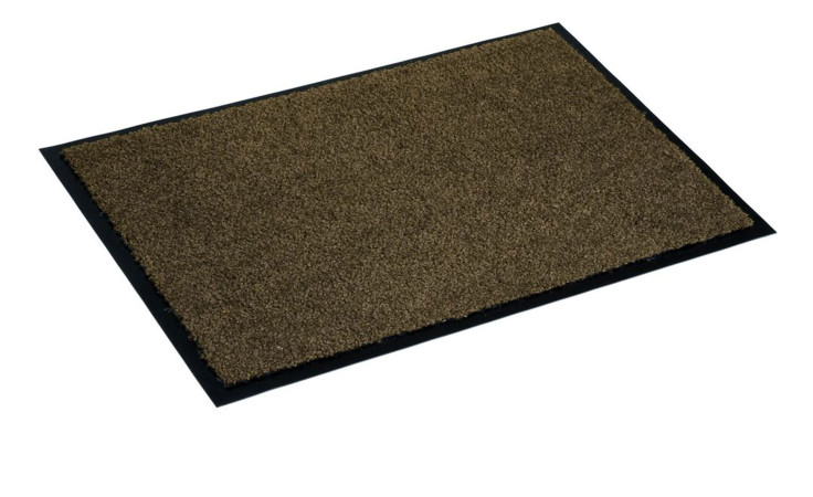 Astra Fußmatte Proper Tex 60x90cm, braunes Polyamid mit schwarzem Rand, rechteckig, auf weißem Hintergrund.