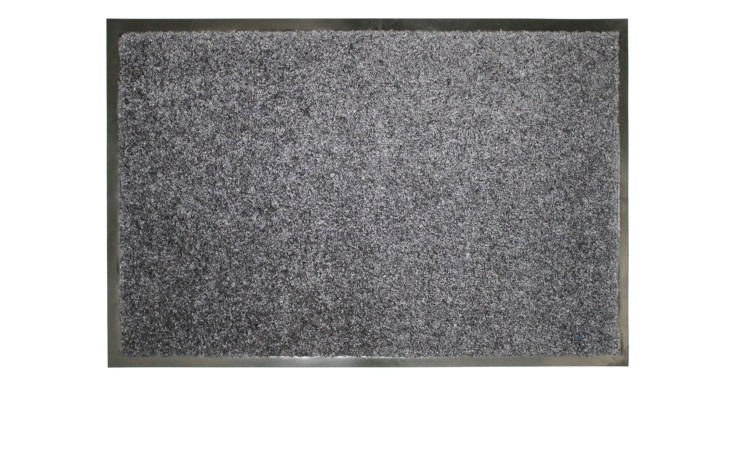 Astra Fußmatte Proper Tex 60x90 cm aus grauem Polyamid mit strukturierter Oberfläche und dünnem Rand, abgebildet auf weißem Hintergrund.