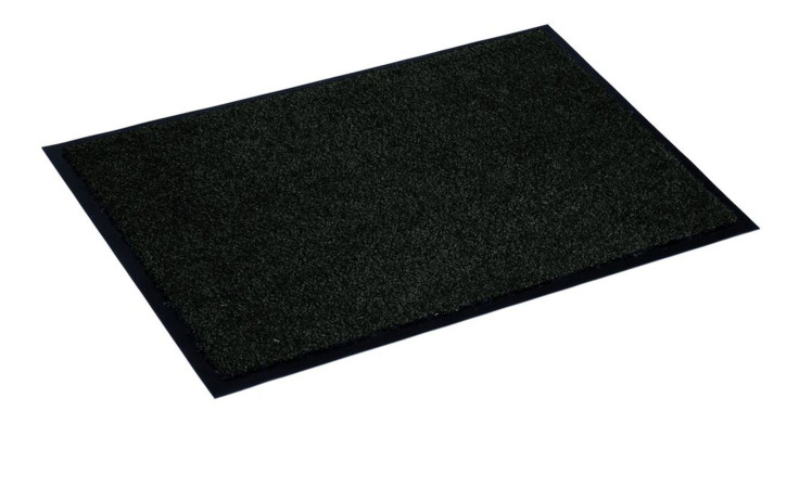 Astra Fußmatte Proper Tex 60 x 90 cm: schwarz, rechteckig, Polyamid-Oberfläche, dünner Rand, auf weißem Hintergrund.