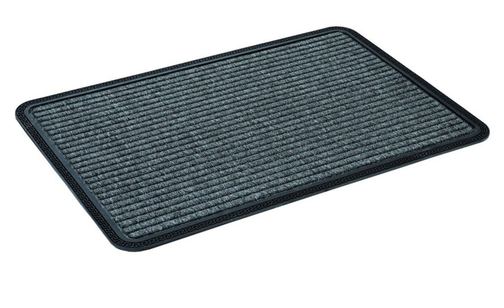Die Astra Fußmatte Border Star 50 x 80 cm ist eine graue gerippte Polypropylen-Fußmatte mit Kautschuk-Bordüre.