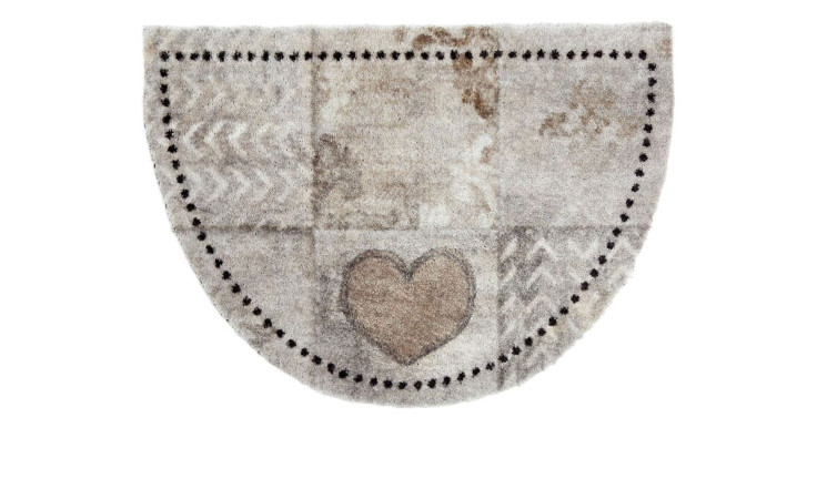 Astra Fußmatte Pure und Soft, 50x70 cm, Halbkreis mit Herz, Punktbordüre, neutral Mehrfarbig, Polyamid.