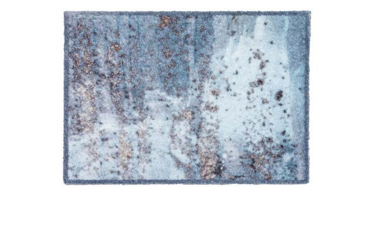 Astra Fußmatte Pure und Soft 50 x 70 cm, blau-weißes abstraktes Design, aus strapazierfähigem Polyamid.