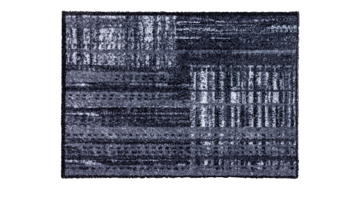 Astra Fußmatte Pure und Soft 50 x 70 cm: Strapazierfähiger Nylonteppich mit strukturiertem, abstraktem Muster in Grau und Schwarz.