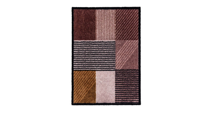 Fußmatte Manhattan 50x70 cm von Schöner Wohnen-Kollektion mit geometrischem Muster in Braun, Pink, Gold und Schwarz.