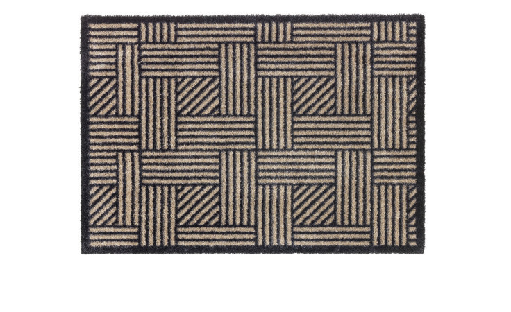 Schöner Wohnen-Kollektion Manhattan Fußmatte, 50x70 cm, beige/schwarz, gewebtes Nylon, korbähnliches Design.