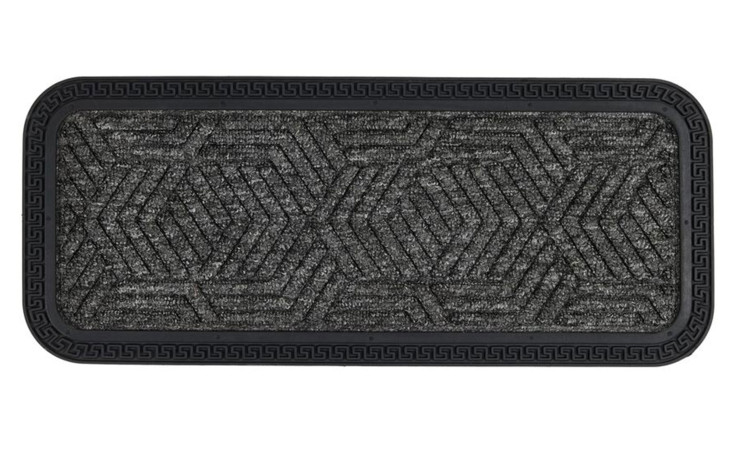 Astra Fußmatte Border Star 25x60 cm hat ein geometrisches Chevron-Muster, griechischer Schlüssel Rand, Polypropylen & Kautschuk.