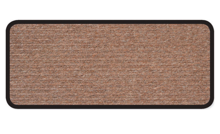 Die Astra Fußmatte Border Star, 25x60 cm, Polypropylen, braun mit schwarzer Kautschuk-Bordüre auf weißem Hintergrund.