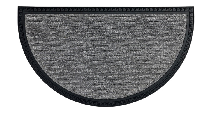 Astra Fußmatte Border Star 40 x 70 cm, graue, halbrunde Fußmatte, strukturierte Oberfläche, schwarzer Rand.