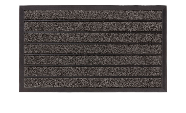 Astra Fußmatte Scraper Line 45x75 cm, anthrazit/schwarz, strukturiertes Polypropylen, auf weißem Hintergrund.