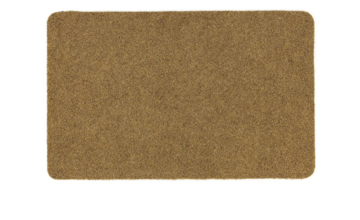Die Astra Fußmatte Power Rib 40 x 60 cm ist eine schlichte, beigefarbene, rechteckige Fußmatte aus Polypropylen mit abgerundeten Kanten.