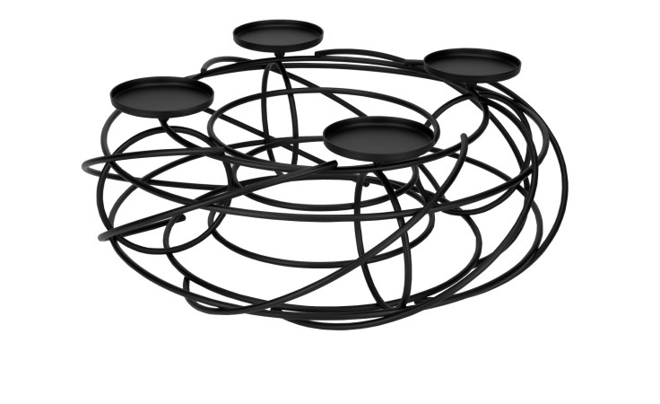 Der Adventskranz LifeStyle 35 cm von Justinus Bestecke ist ein moderner runder Tisch mit abstraktem Drahtgestell und erhabenen Flächen.