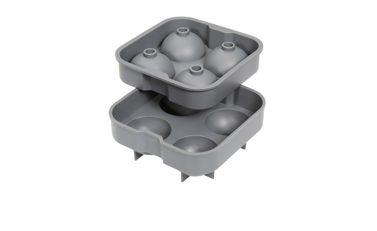 Zwei Eiswürfelform Quattro in Grau, je 12 cm, schief gestapelt mit je vier runden Fächern.