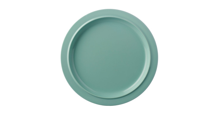 Der Mepal Frühstücksteller 22 cm ist ein einfacher, runder, hellgrüner Teller auf weißem Hintergrund.