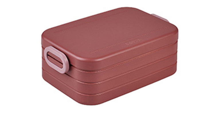 Die Mepal Lunchbox Take a Break 900 ml ist eine rechteckige, stapelbare Kunststoff-Lunchbox mit abgerundeten Kanten und einem Griff.