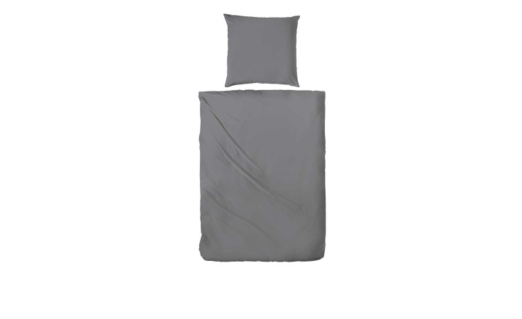 Renforce-Bettwäsche Stone Washed 155 x 220 cm in grau von oben auf weißem Hintergrund.