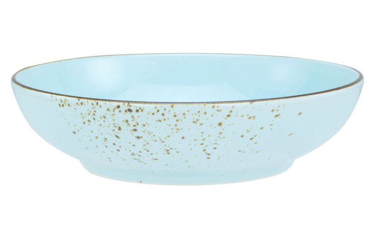 Creatable Poke Bowl Nature, 22,5 cm, mit braunen Sprenkeln und erhöhtem Boden, abgebildet auf weißem Hintergrund.