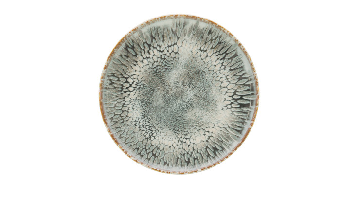 Dessertteller Uno 22 cm von Creatable, rund, grau, mit Schuppenstruktur - Aufsicht auf weißem Hintergrund.