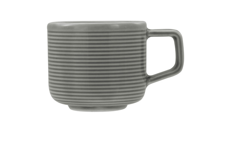 Creatable Espressoobere Session 100 ml, grau mit Streifen und quadratischem Henkel, Durchmesser 6 cm.