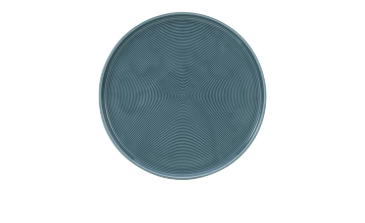 Creatable Dessertteller Session 20 cm: ein runder, blauer Porzellanteller mit strukturierten, konzentrischen Kreisen.
