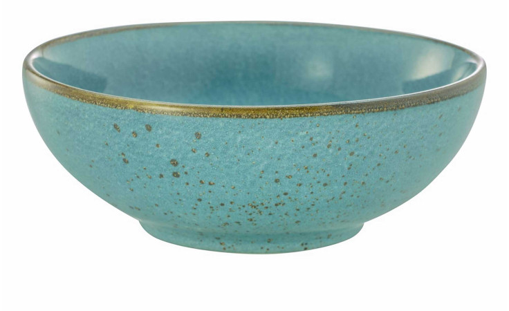 Creatable Mehrzweckschale Nature 16,5 cm, türkis mit Sprenkeln, 6 cm hoch, leicht erhöhter Rand auf Weiß.
