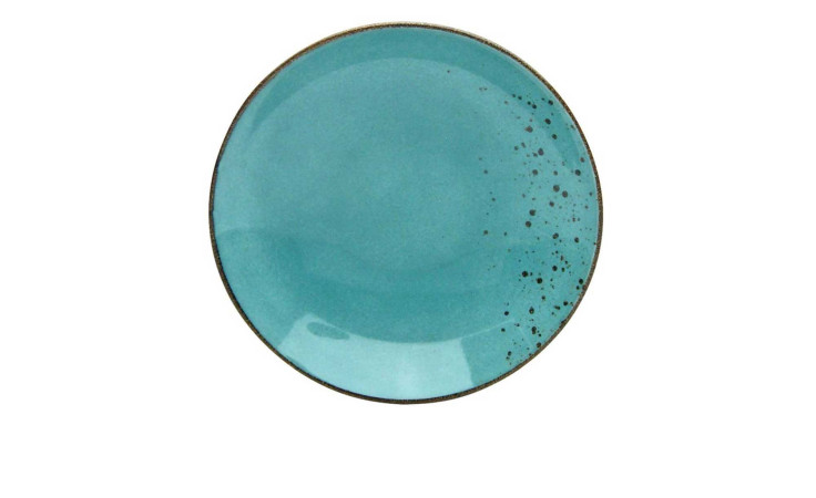 Ein Creatable Suppenteller Nature 22 cm Teller mit schwarzen Sprenkeln, von oben gesehen auf einem weißen Hintergrund.