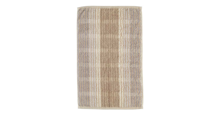 Cawö Gästehandtuch Noblesse 30x50 cm in beige und hellbraun kariert, sauber gefaltet auf weißem Hintergrund.