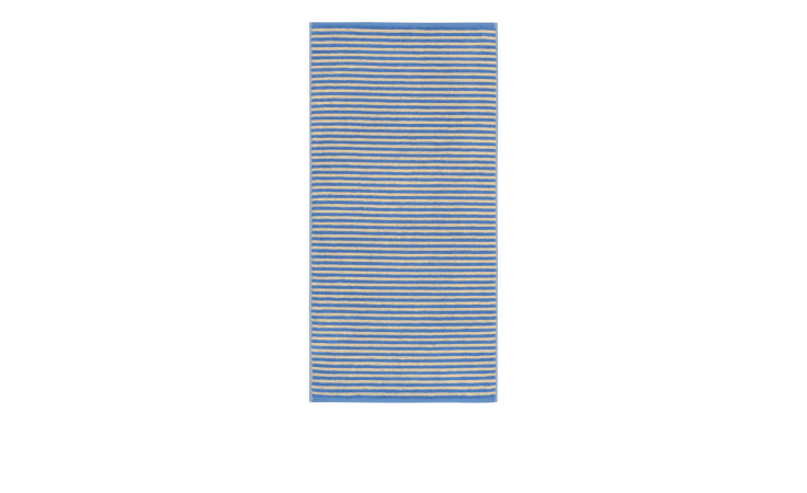 Cawö Gästetuch Lines 30x50 cm: rechteckiges Gästetuch mit horizontalen blauen und weißen Streifen und blauem Rand.