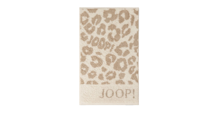JOOP! Gästetuch Leo 30x50cm: Beige- und cremefarbenes Gästetuch mit Leopardenprint und JOOP!-Schriftzug am unteren Rand.