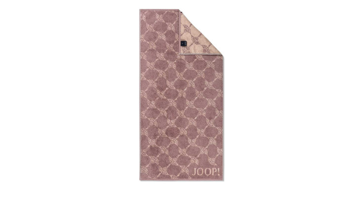 JOOP! Classic Cornflower Handtuch, 50 x 100 cm, rosa und beige, mit Logotext in der Ecke.