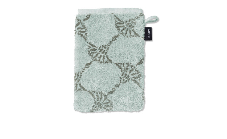 JOOP! Waschhandschuh Classic Cornflower, 16x22 cm, weiche Naturfaser, blau mit JOOP!-Logo-Tag.