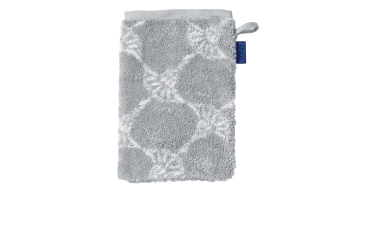 JOOP! Waschhandschuh Classic Cornflower, grau/weiß, 16x22cm, Naturfaser, Aufhängeschlaufe, blaues Etikett, von Joop.