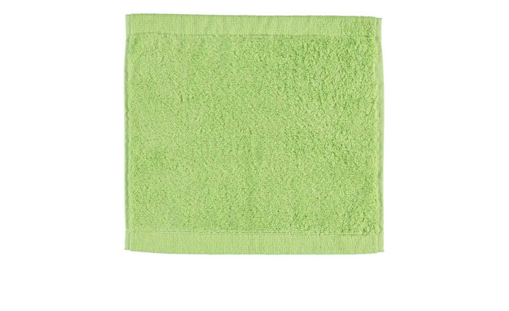 Ein sauber gefaltetes pistaziengrünes Cawö Seiftuch Lifestyle 30 x 30 cm wird auf weißem Hintergrund präsentiert.