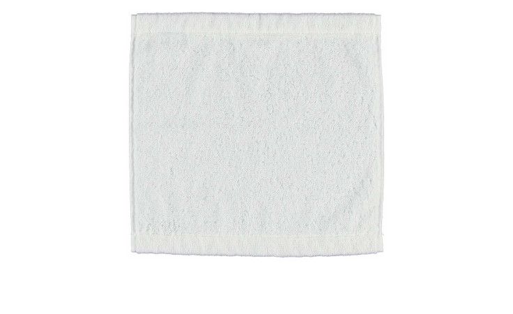 Das Cawö Seiftuch Lifestyle 30x30 cm ist ein weißes, strukturiertes Naturfaserhandtuch mit schlichten Bordüren.