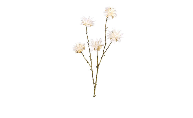 Zinnie 68 cm aus Kunststoff mit einem braunen Stiel und weißen Blüten.