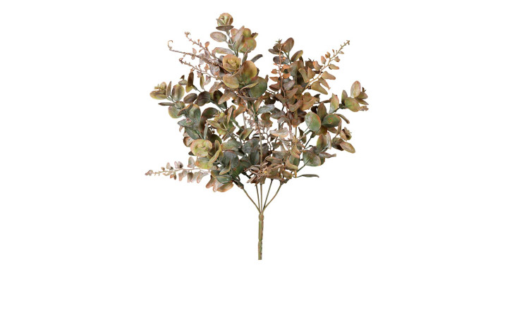 Eukalyptus-Busch 35 cm aus Kunststoff in grün mit einem braunen Verlauf.