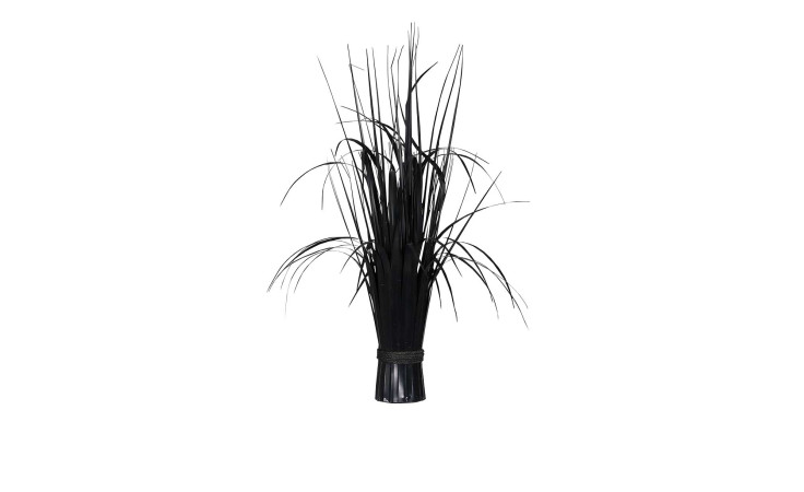 Stehgras 57 cm aus Kunststoff in schwarz mit einem schwarzen Band zugebunden.